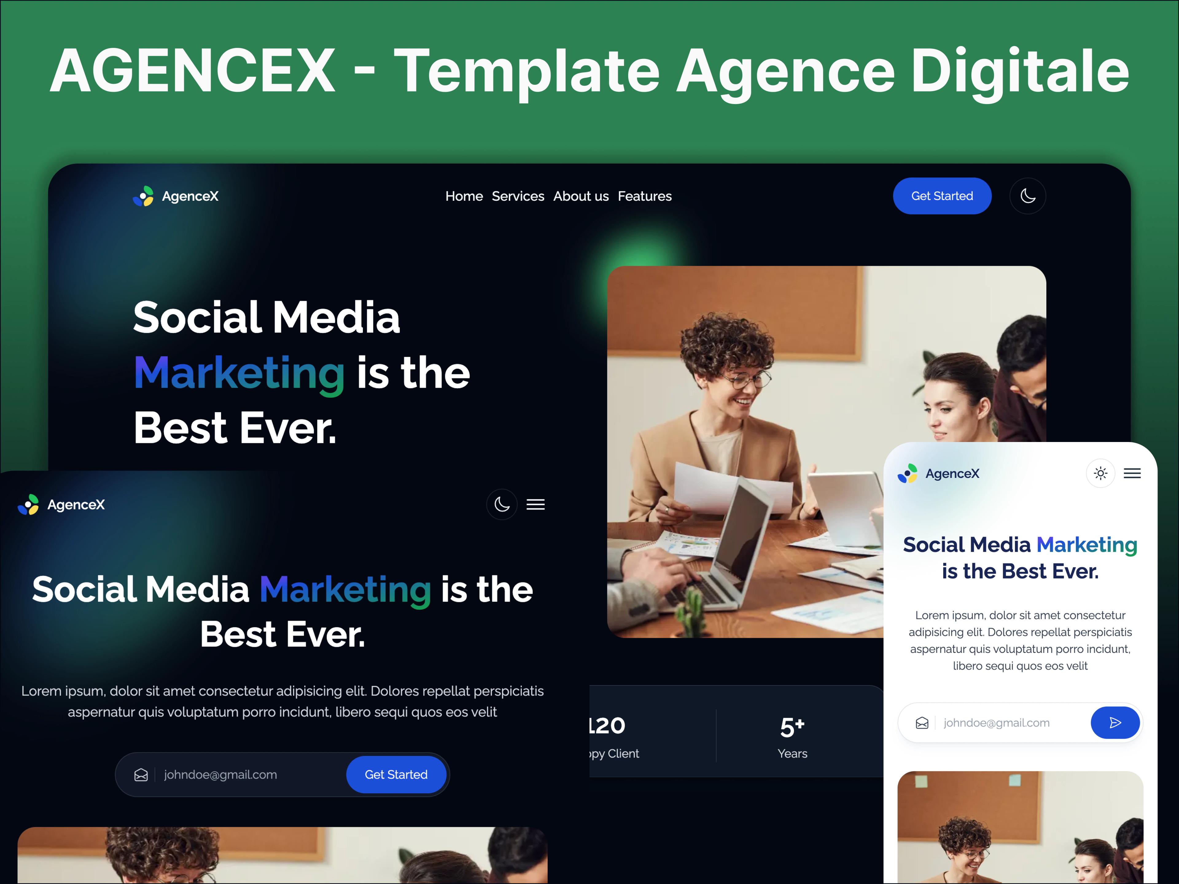 AgenceX template gratuit astro et tailwindcss pour agence digitale