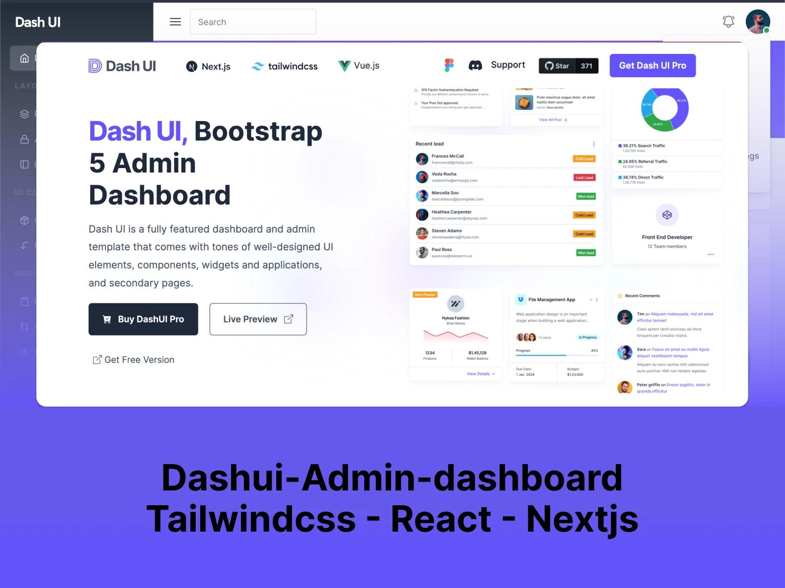 codescandydashuiadmin template gratuit nextjs tailwindcss dashboard admin tableau de bord